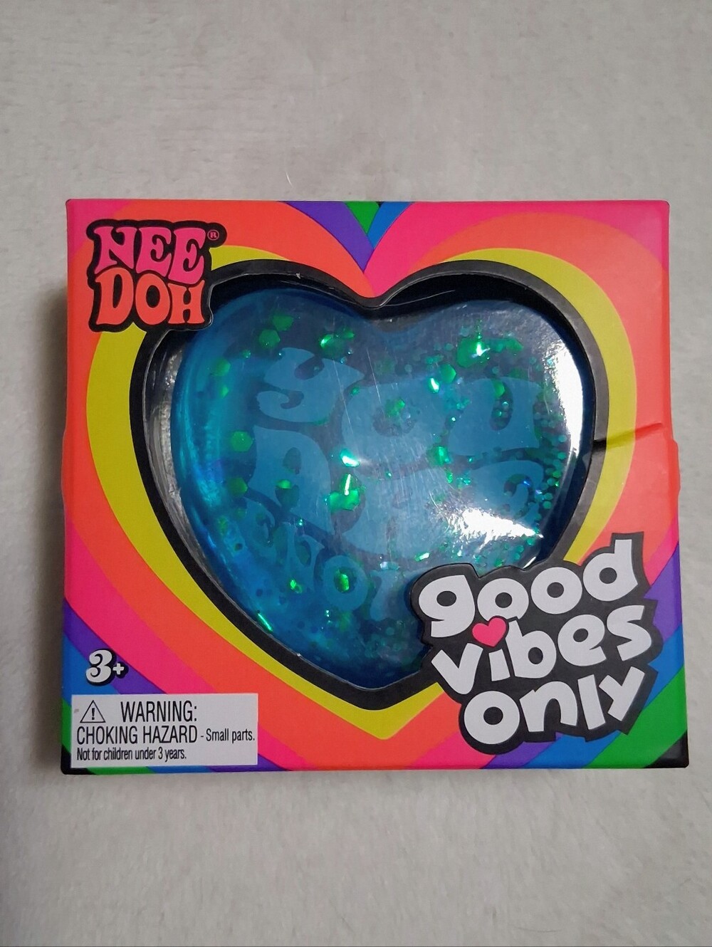 NeeDoh "Good Vibes Only" Groovy Squeeze Heart BLUE💙"You Are Enough"